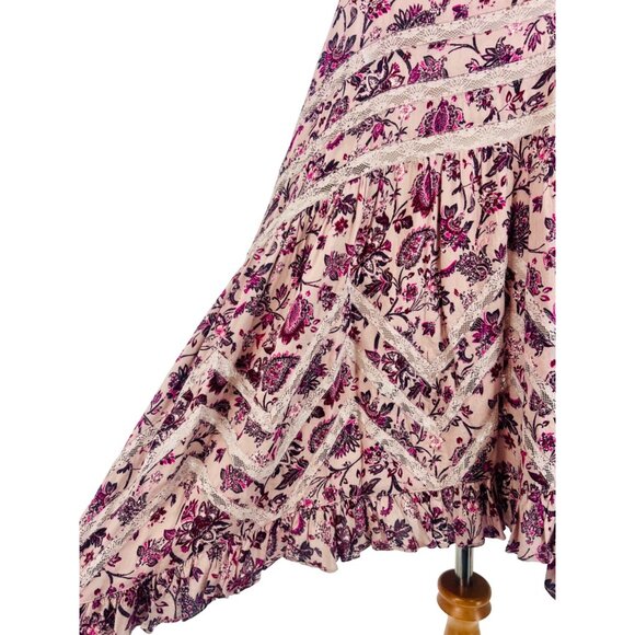 Free People Purple Floral Voile & Lace Trapeze Slip Dress | Boho Grunge Fairy M - Picture 12 of 16